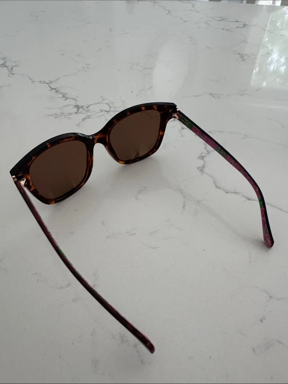 Lilly Pulitzer Tortoise Frame Sunglasses with Gold Mirrored Polarized Lenses